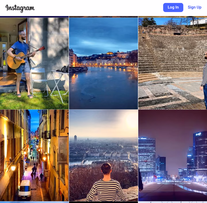 Instagram — newer portrait previews showing rectangular thumbnails where image edges are cropped