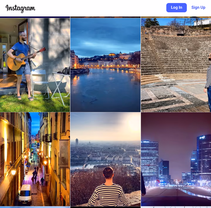 Instagram — newer portrait previews showing rectangular thumbnails where image edges are cropped