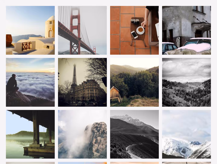 Square grid gallery with cover (cropped)